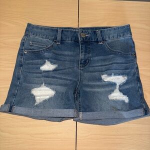 Justice Dark Blue Distressed Jean Shorts